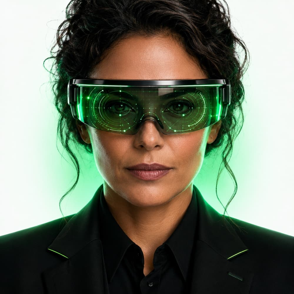 Gestora operacional da Contabos com visor verde